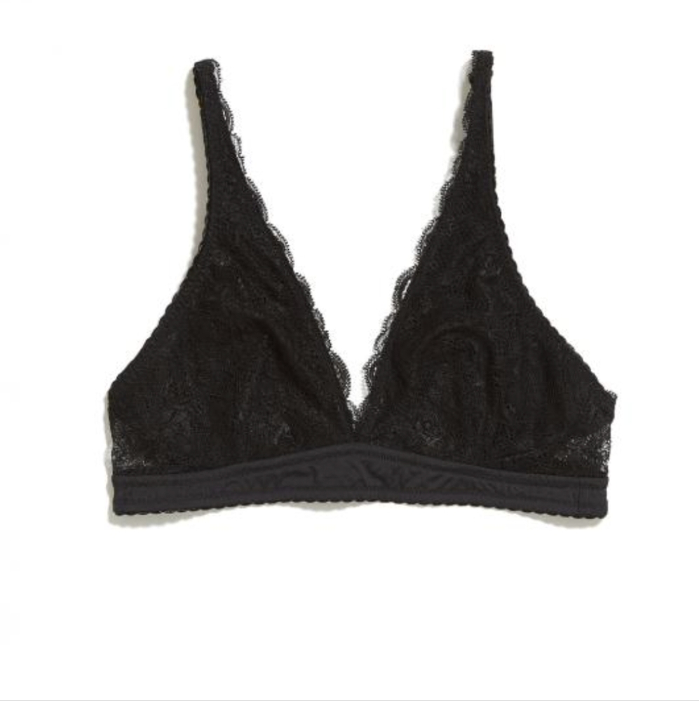 Out From Under. Plunging Lace Bralette. Black. Size Medium.